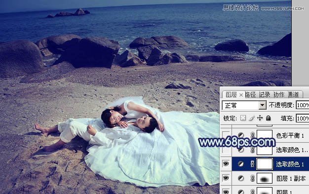 Photoshop调出紫色调海边婚纱照,PS教程,16xx8.com教程网