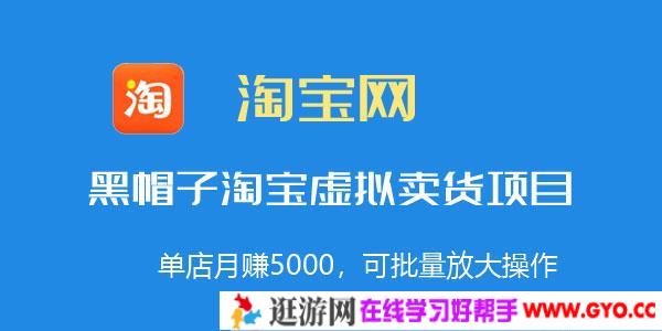 黑帽子淘宝虚拟卖货项目，单店月赚5000，可批量放大操作