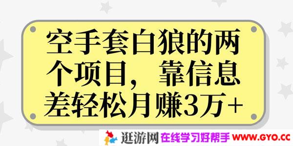 空手套白狼的两个项目，靠信息差轻松月赚3万+