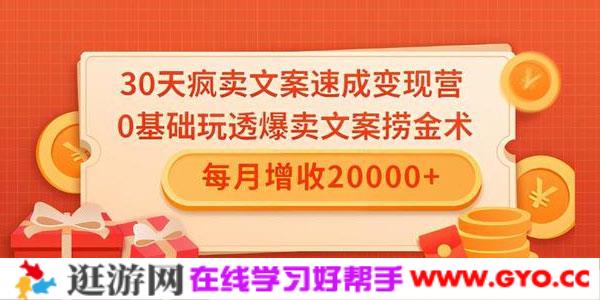 雨涛-30天疯卖文案速成变现，0基础玩透爆卖文案捞金术