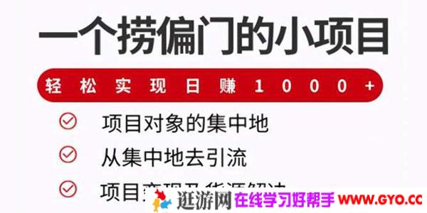 柚子-合法捞偏门的小项目 轻松实现日赚1000+