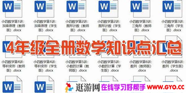 通用版4年级全册数学知识点汇总【docx文档】