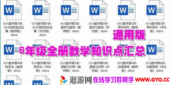 通用版6年级全册数学知识点汇总【docx文档】