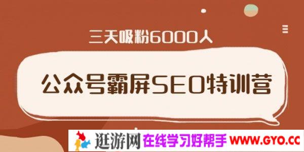 郭耀天-公众号霸屏SEO特训营 通过公众号被动精准引流